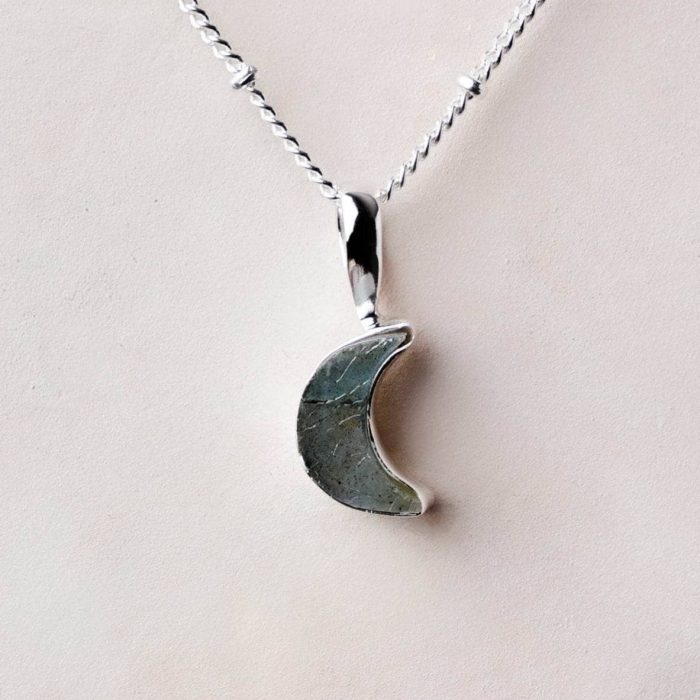 Crescent Moon Raw Gemstone Necklace - Image 13
