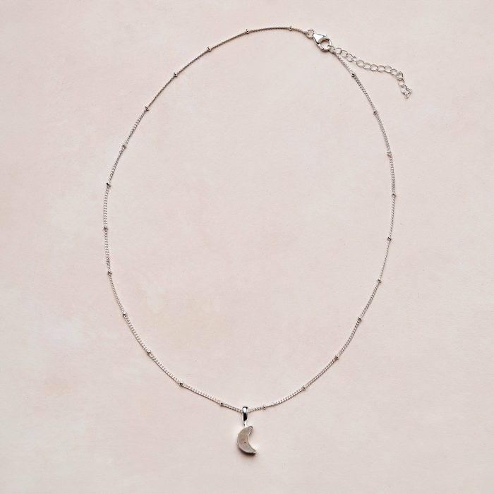 Crescent Moon Raw Gemstone Necklace - Image 11