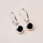 Black Tourmaline Silver or Golden Hoop Earrings - Image 5