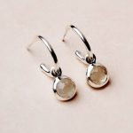 Rainbow Moonstone Silver and Golden Hoop Earrings - Image 5