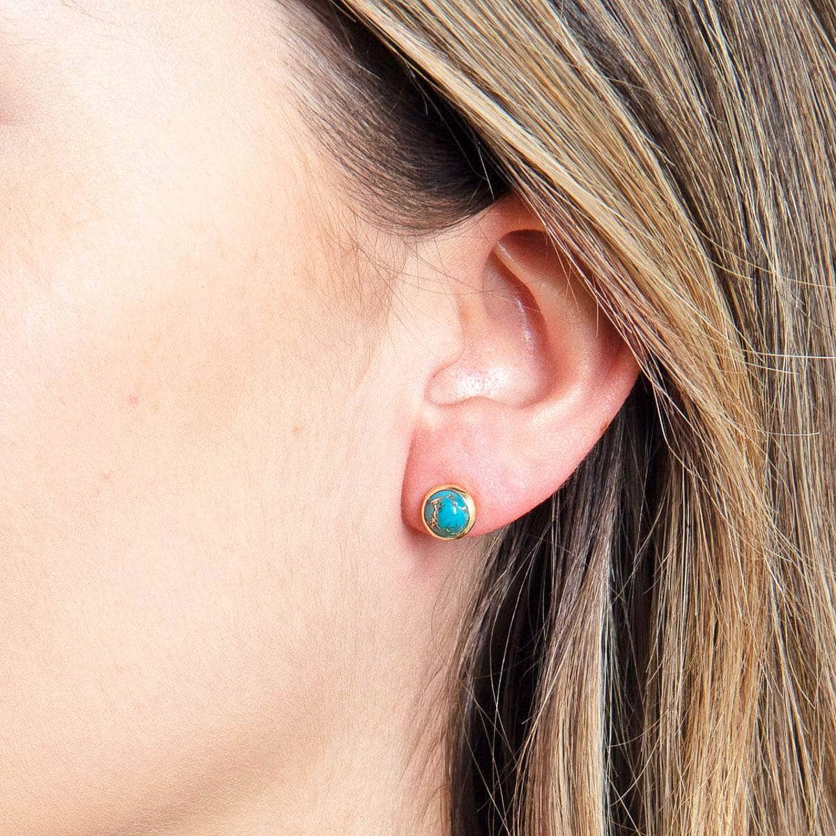 turquoise-1 Genuine Turquoise Silver or Gold Stud Earrings - Image 6