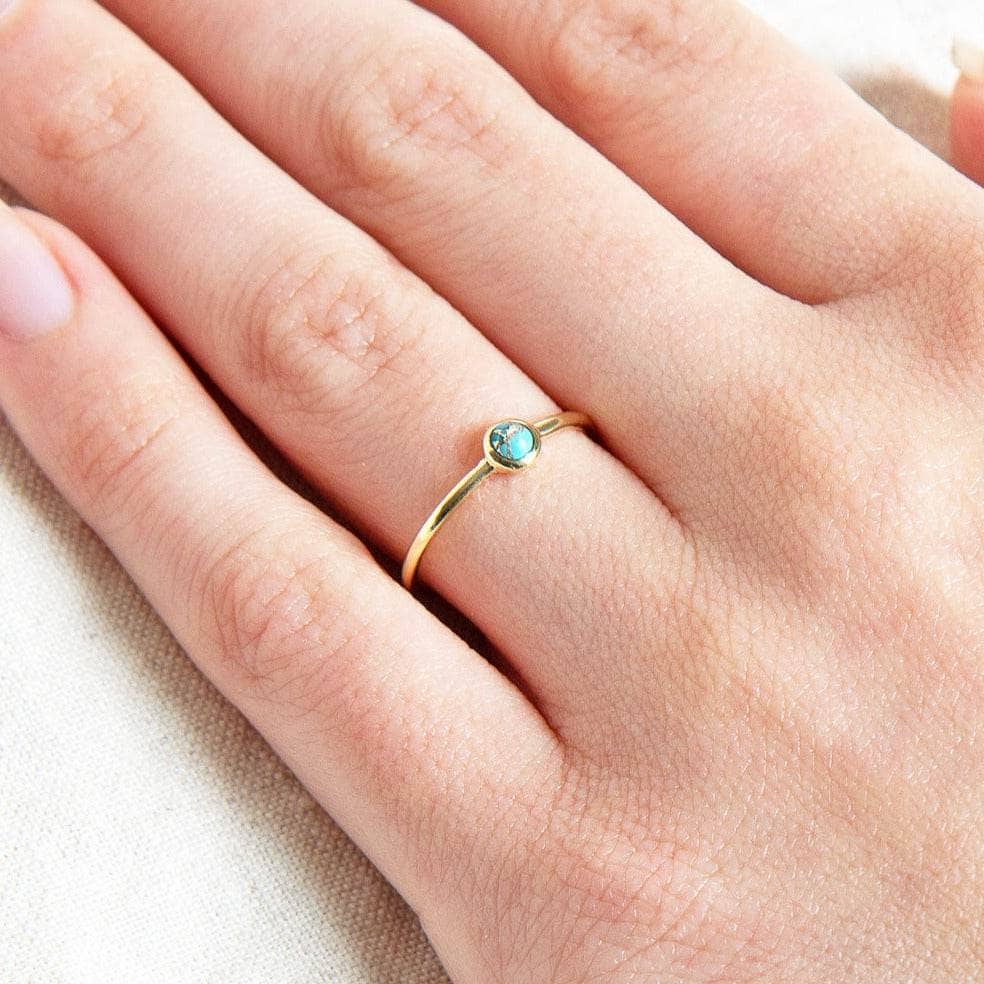 turquoise_2 Natural Genuine Turquoise Silver or Gold Ring - Image 1