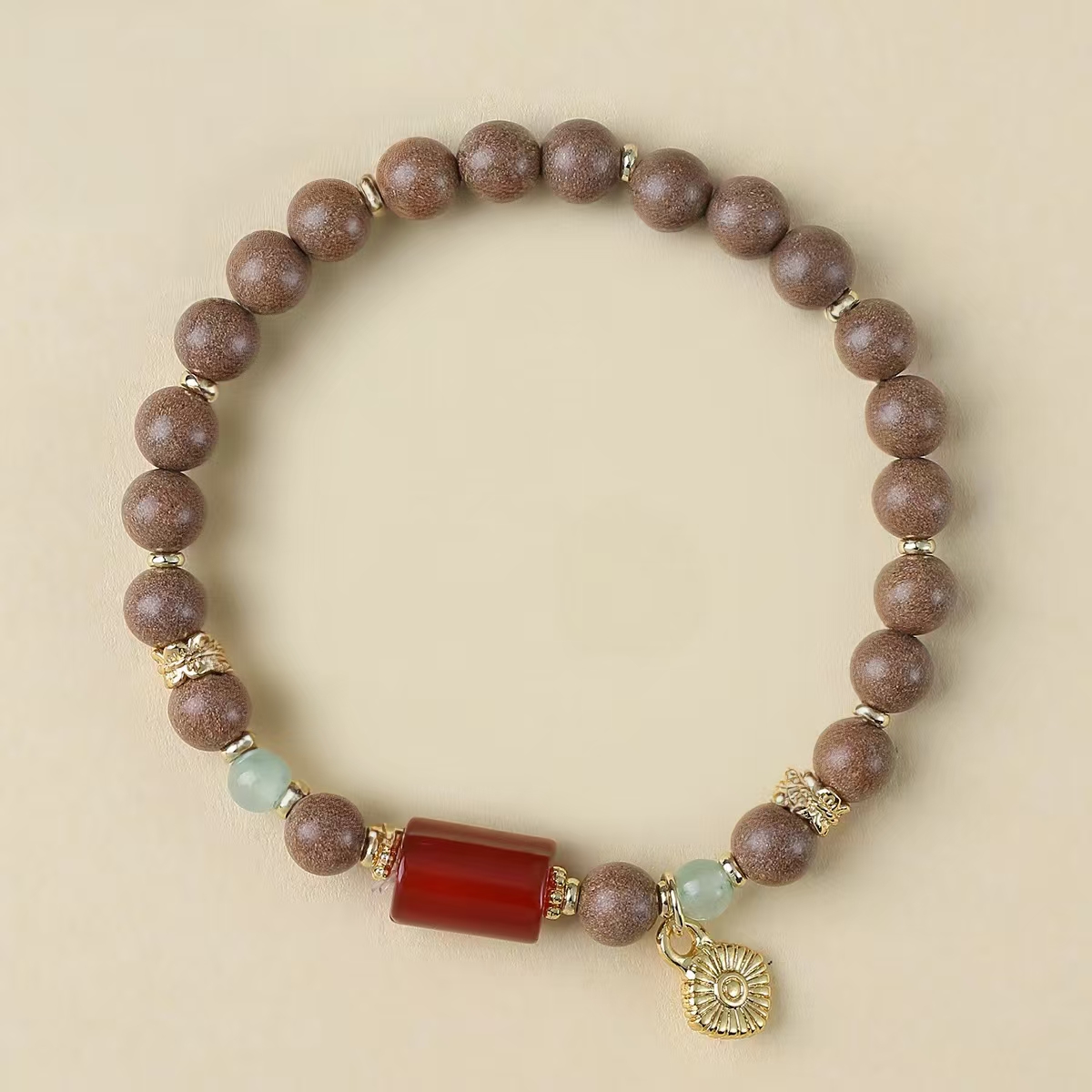 sc-0152 Red Agate Incense Beads Bracelet - Image 1